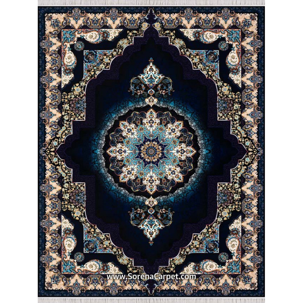 1000 comb machine carpet with navy blue diamond design