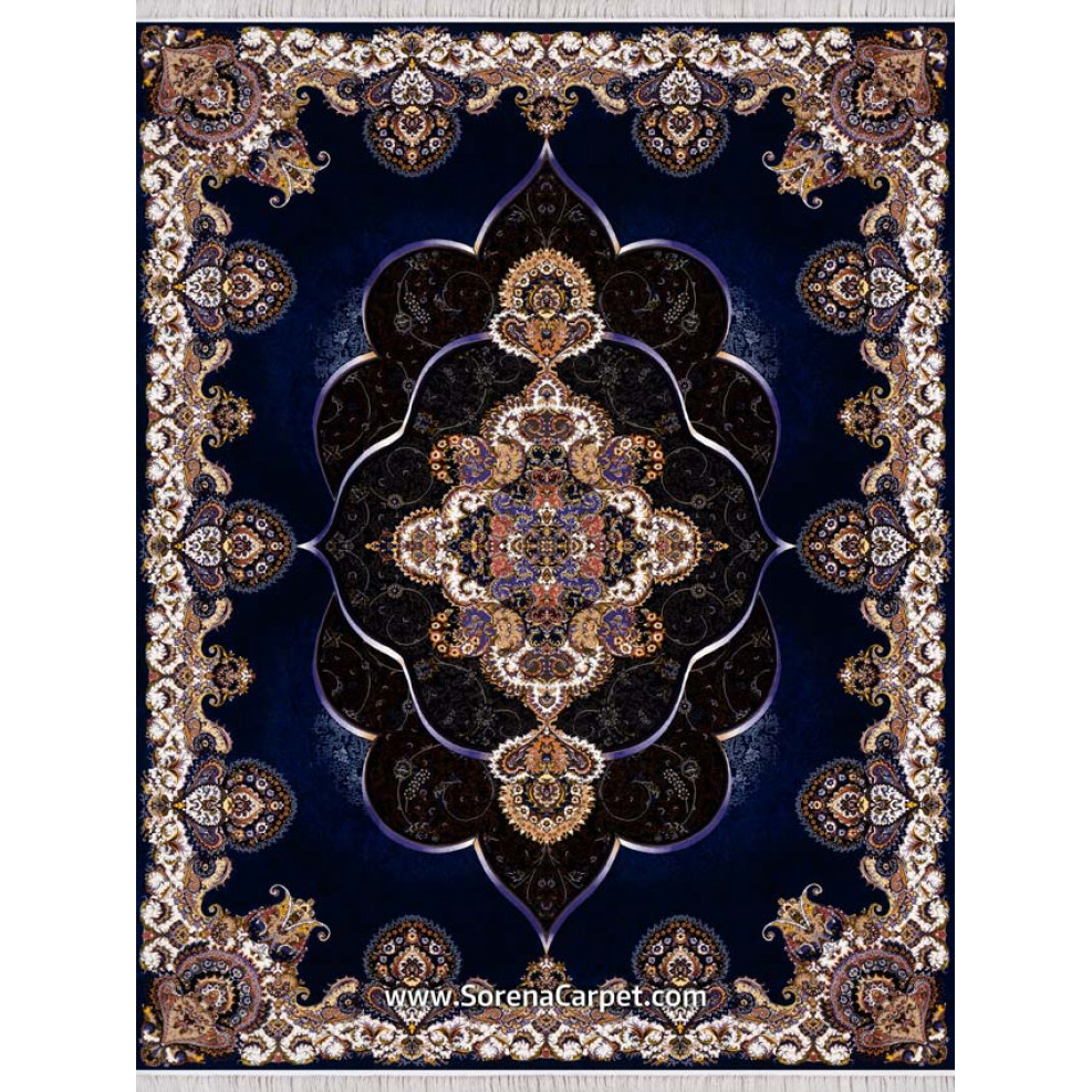 Machine-made carpet 1000 combs, navy paniz design