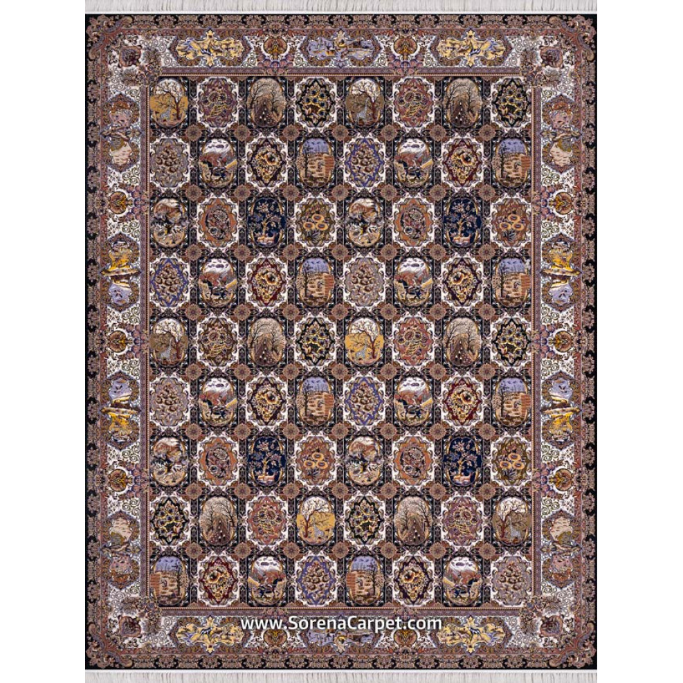Machine carpet 1000 combs, clay design, Roya, navy blue