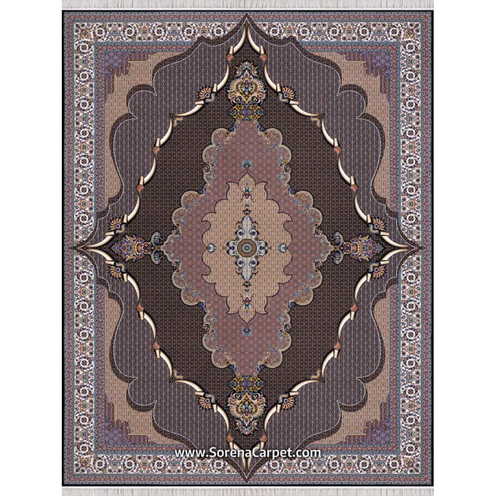 Machine-made carpet 1000 combs, Saina design, navy blue fish