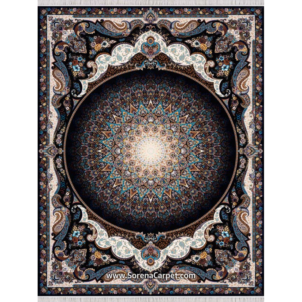 Machine-made carpet 1000 combs, dome design, navy blue enamel