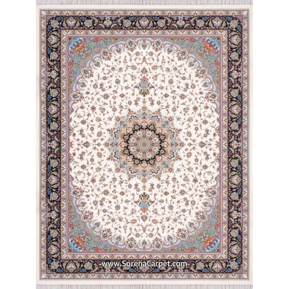 Makine halısı, 1200 taraklı halı, Atrin desen, lacivert-copy