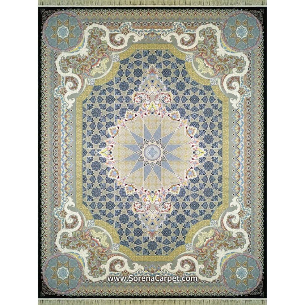 Machine-made carpet 1200 combs, navy blue pattern