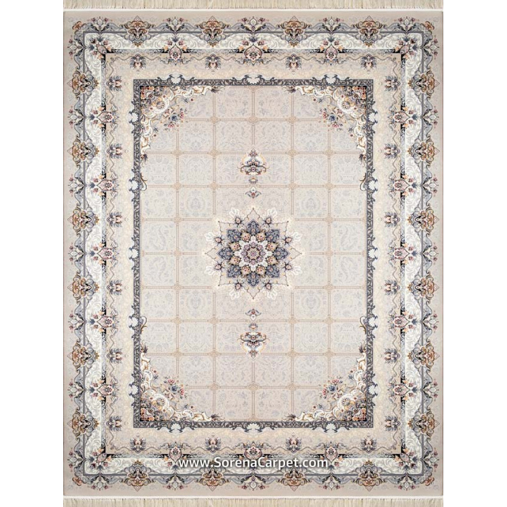 فرش ماشینی 700 شانه کاشان طرح آکاژ بژ